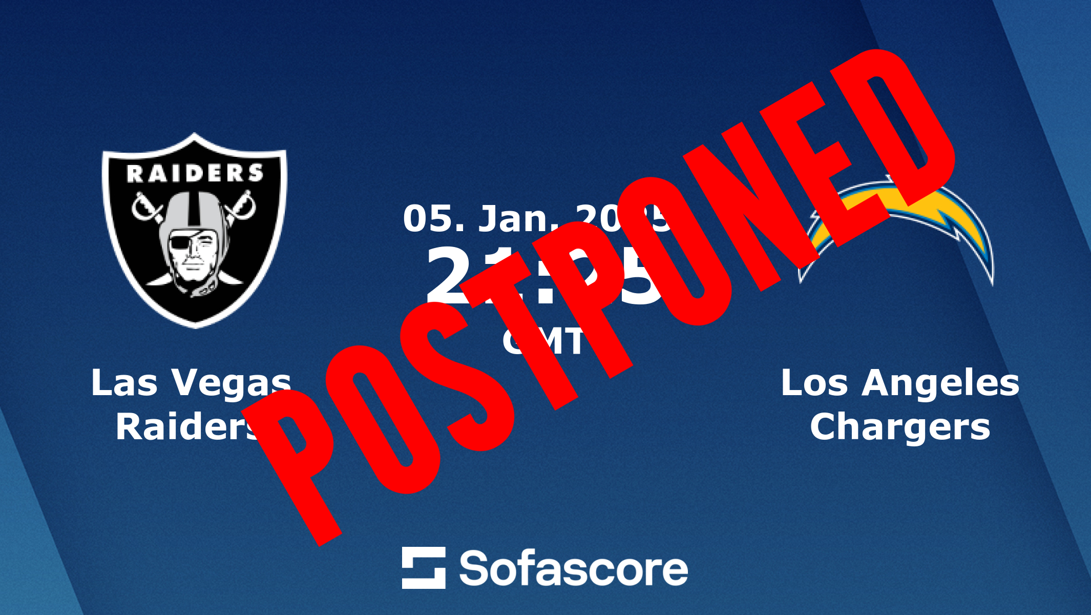 GAME POSTPONED!!! "Las Vegas Raiders" VS. "Los Angeles Chargers" Game