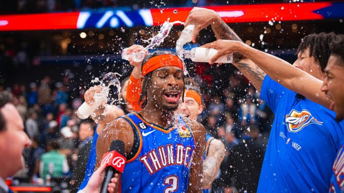 a-november-to-remember-canadian-guard-shai-gilgeous-alexander-gets-splashed-with-water-after-hitting-game-winning-shot-to-lift-okc-thunder-past-the-washington-wizards